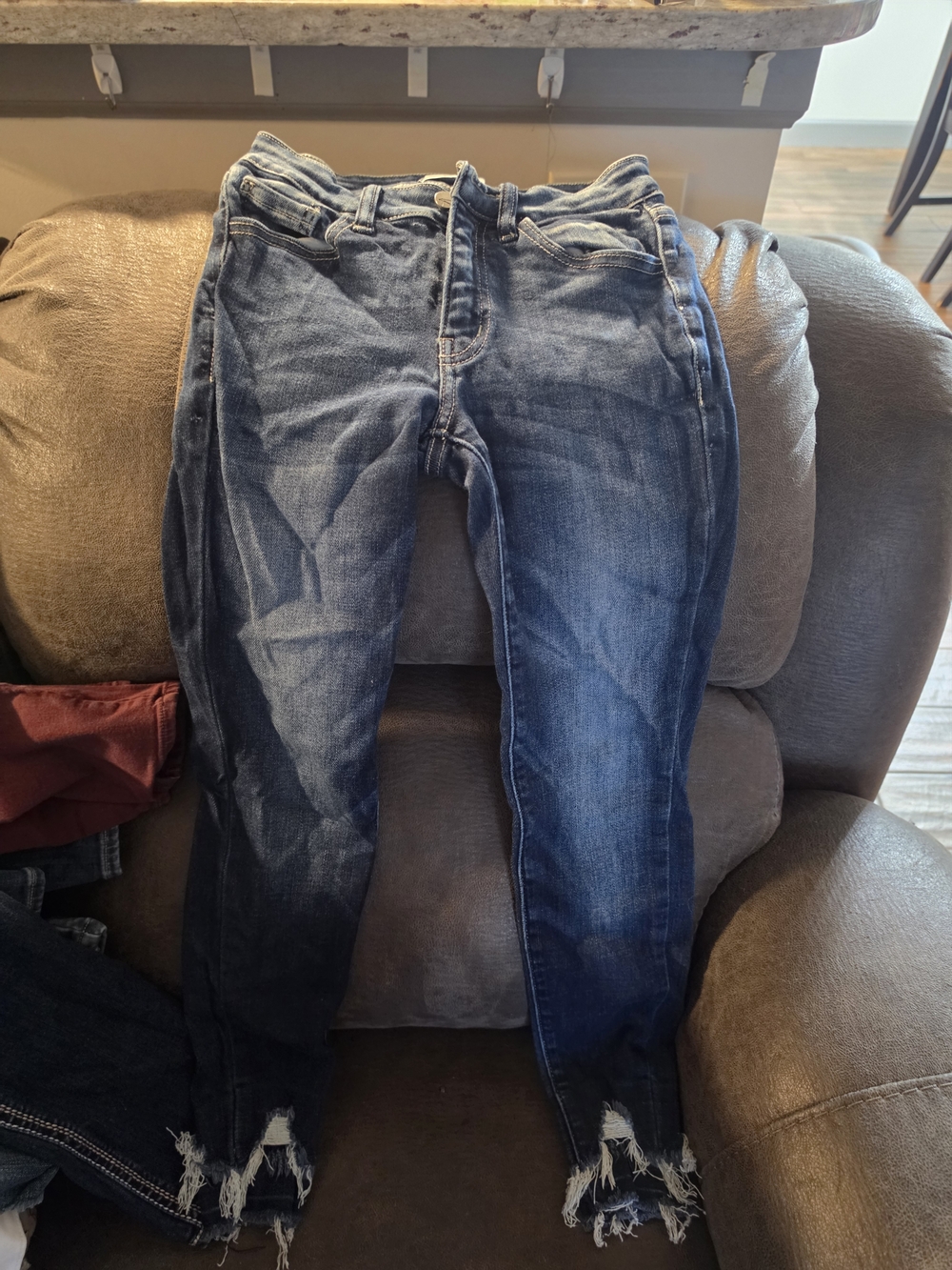 KanCan Dark Blue Distressed Hem Women’s Jeggings